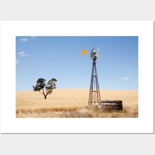 Wind driven water pump South Australia Posters and Art